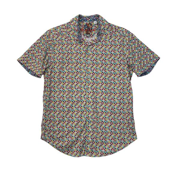 Robert Graham Shirt Mens M Medium Classic Fit Polka Dot Short Sleeve Stretch - Picture 1 of 10